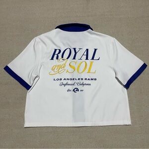 Los Angeles Rams Royal and Sol Embroidered Bowler Button-Up Size S